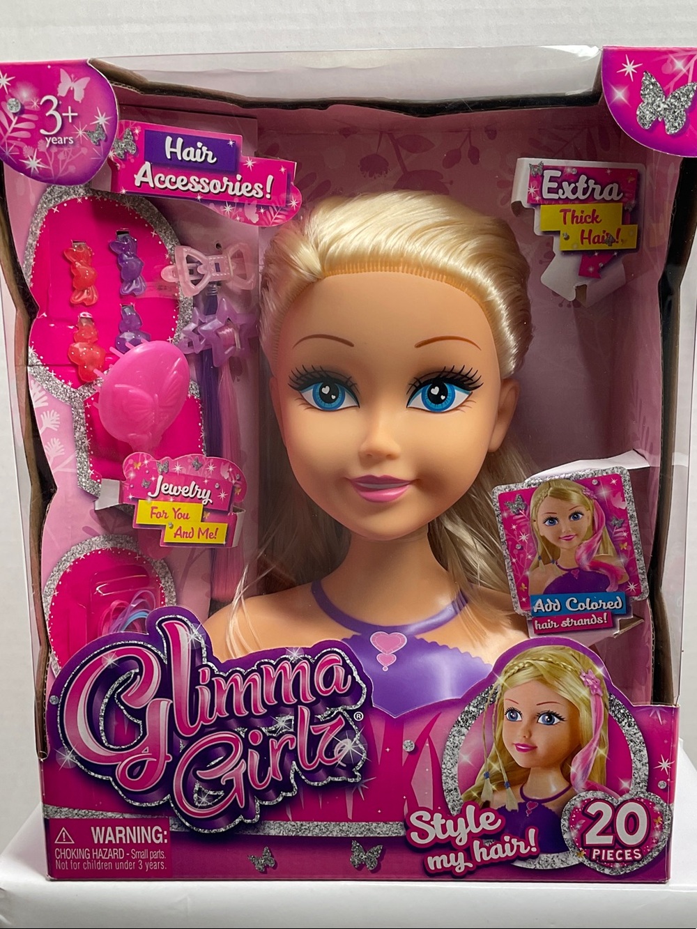 Glimmer Girlz 20pcs Styling Head - Blonde Hair Dress-Up Toy (30)